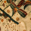 Sanskriti Vintage Beige Sari Soft Pure Silk Floral Print Saree 6+Yd Craft Fabric