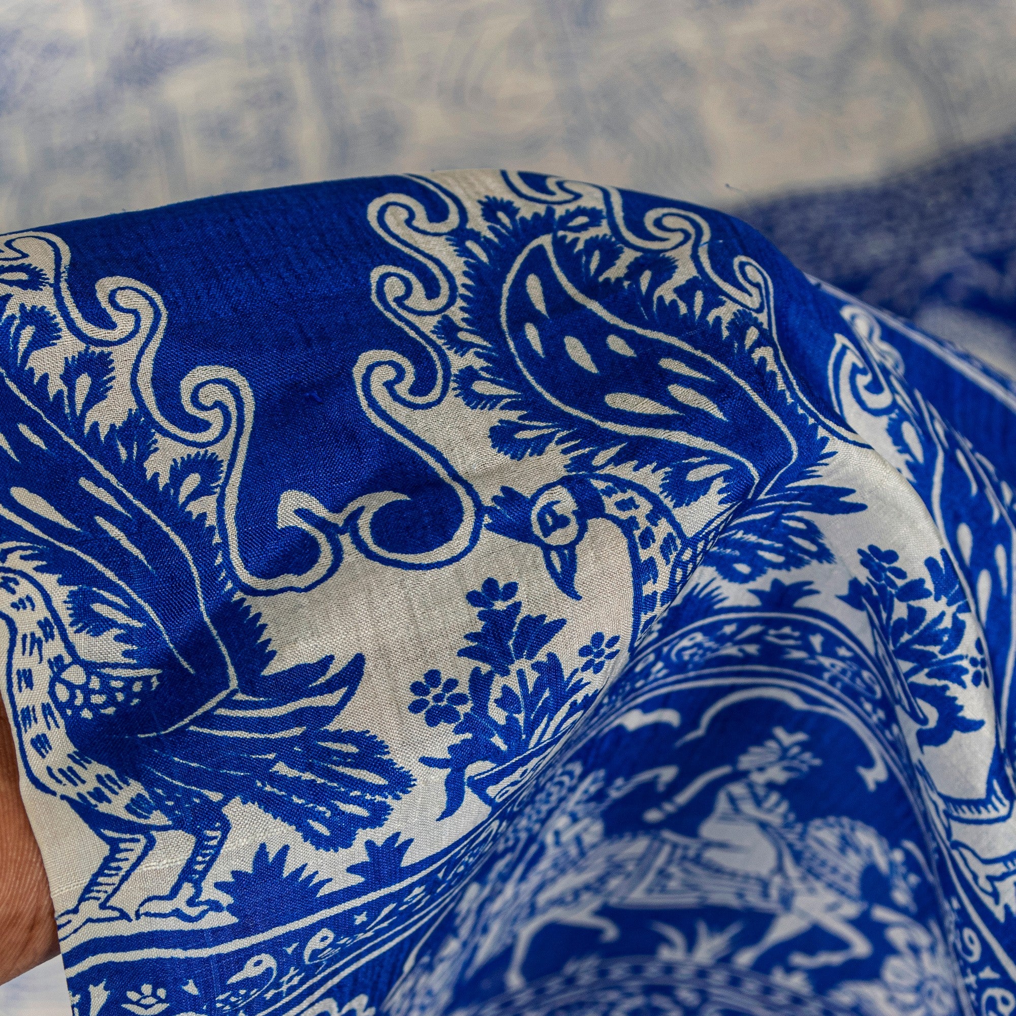 Sanskriti Vintage Royal Blue-White Pure Soft Silk Saree Geometric Print 5+Yd