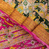 Sanskriti Vintage Pink Sari Soft Pure Silk Ikat Patola Print Gujrat Saree 5.5Yd