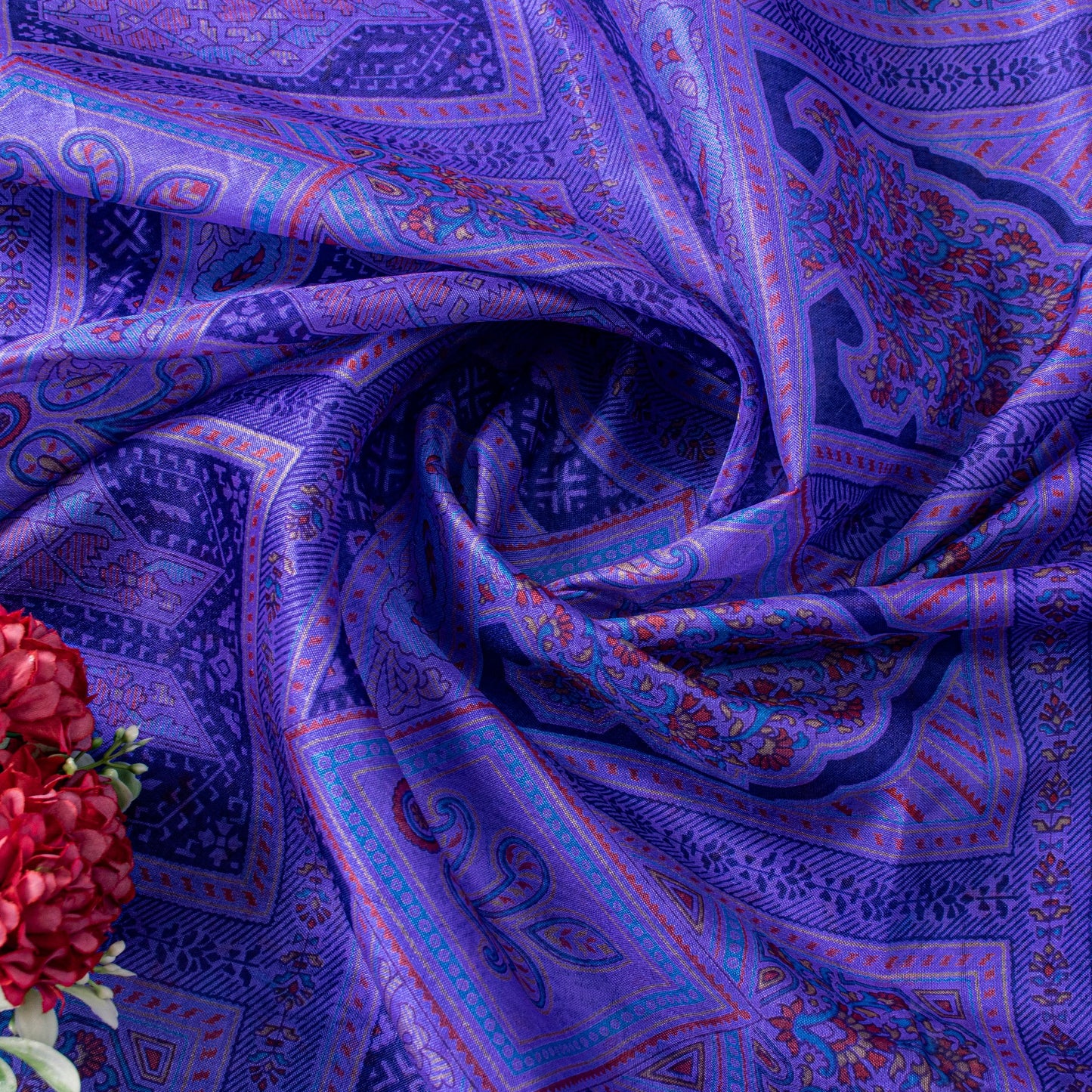 Sanskriti Vintage Purple Sari Soft Pure Silk Floral Print Zari Border Saree 6Yd