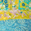 Sanskriti Vintage Yellow-Blue Sari Soft Pure Silk Floral Printed Saree 5.5Yard