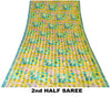Sanskriti Vintage Yellow-Blue Sari Soft Pure Silk Floral Printed Saree 5.5Yard