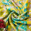Sanskriti Vintage Yellow-Blue Sari Soft Pure Silk Floral Printed Saree 5.5Yard