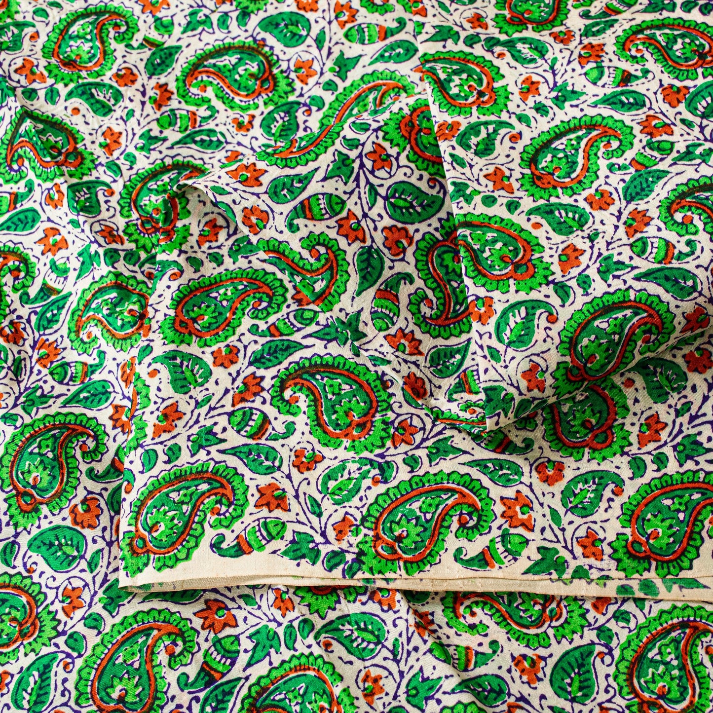 Sanskriti Vintage Green Sari Soft Pure Silk Sanganeri Handblock Print Saree 5.5Y