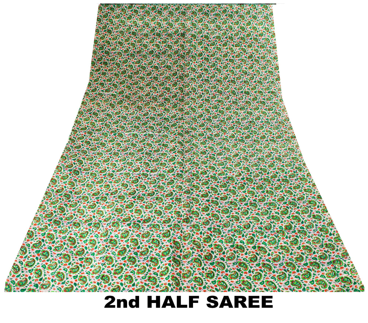 Sanskriti Vintage Green Sari Soft Pure Silk Sanganeri Handblock Print Saree 5.5Y
