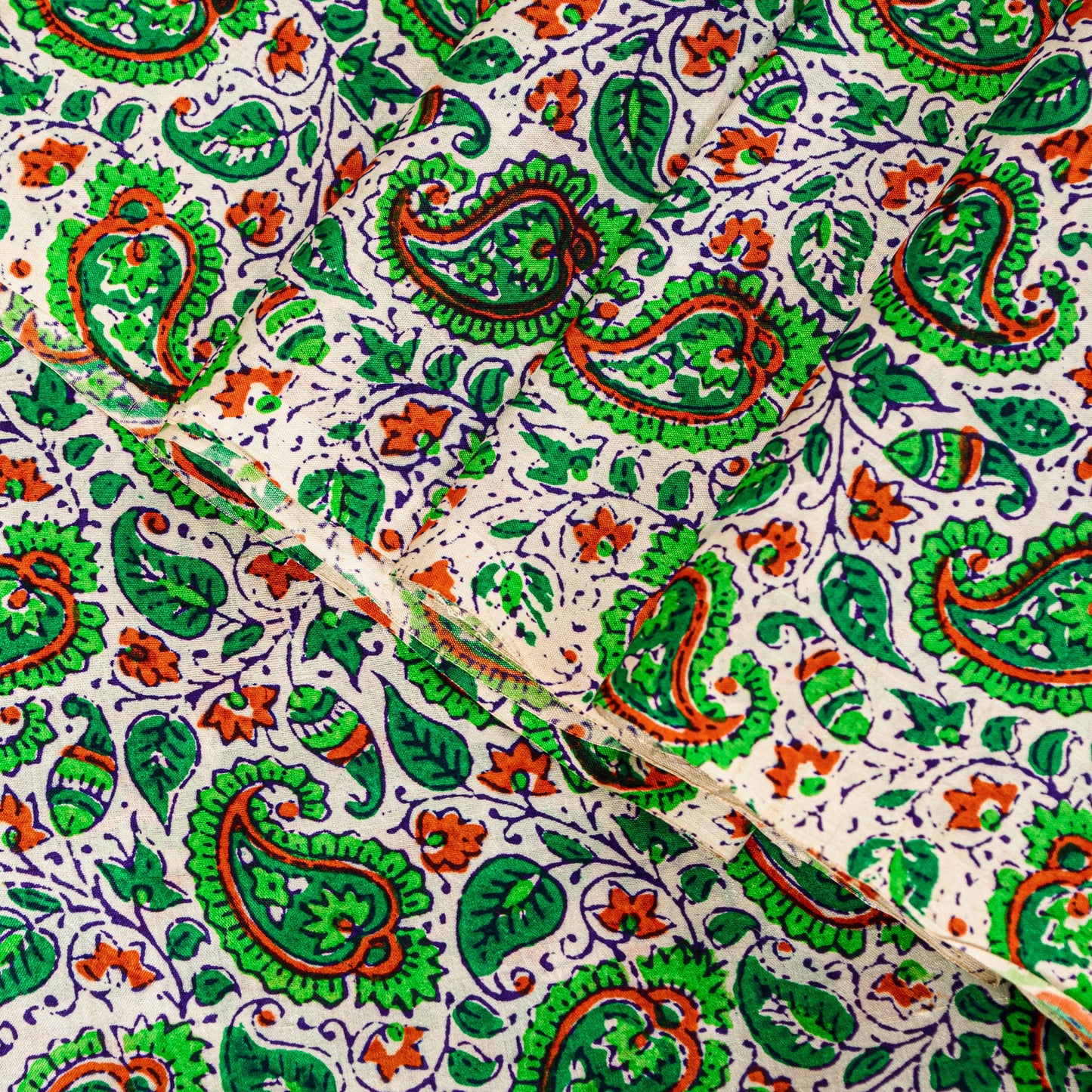 Sanskriti Vintage Green Sari Soft Pure Silk Sanganeri Handblock Print Saree 5.5Y