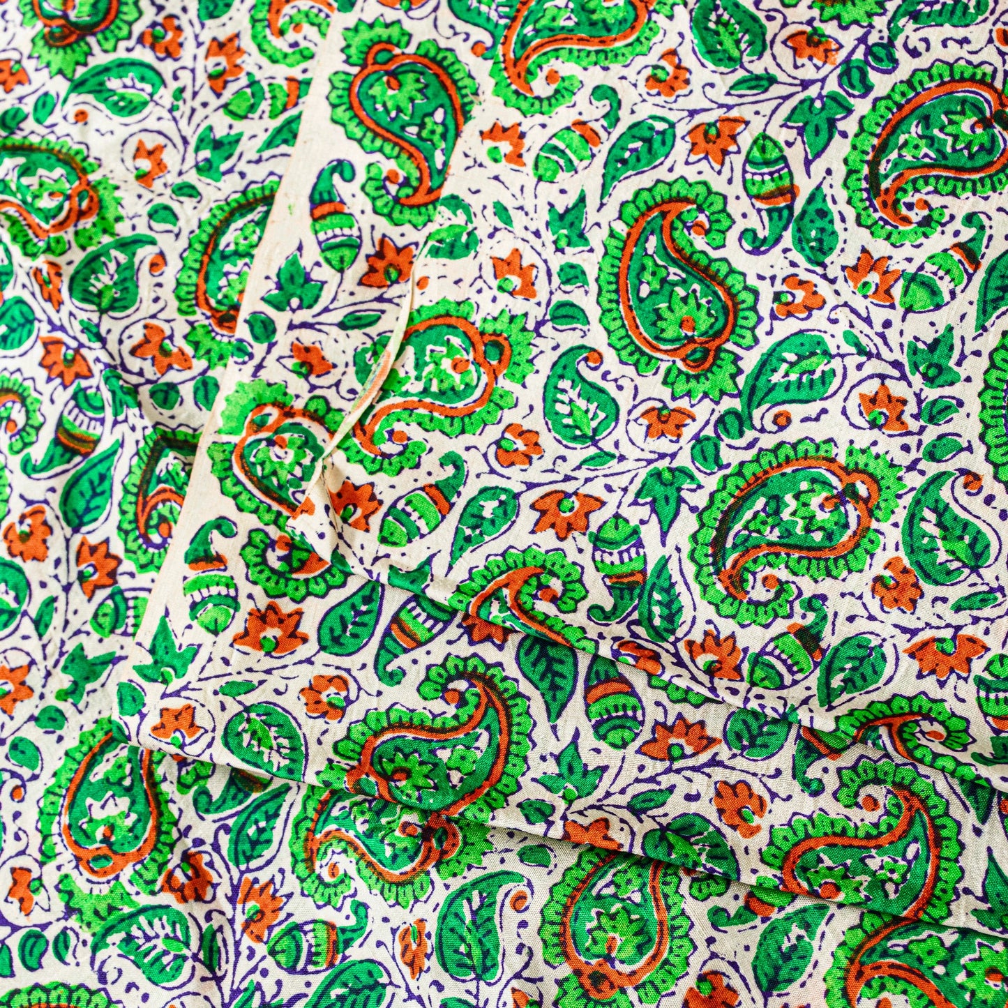 Sanskriti Vintage Green Sari Soft Pure Silk Sanganeri Handblock Print Saree 5.5Y