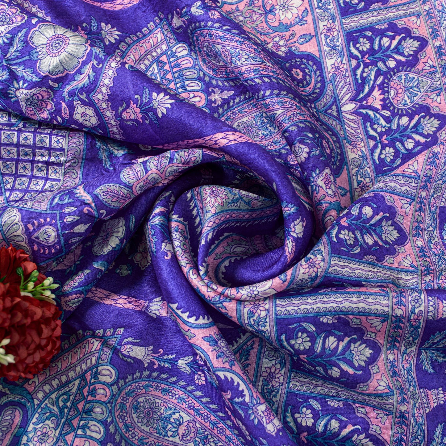 Sanskriti Vintage Soft Sari White-Blue Pure Silk Kalamkari DigitalPrint Saree 6Y