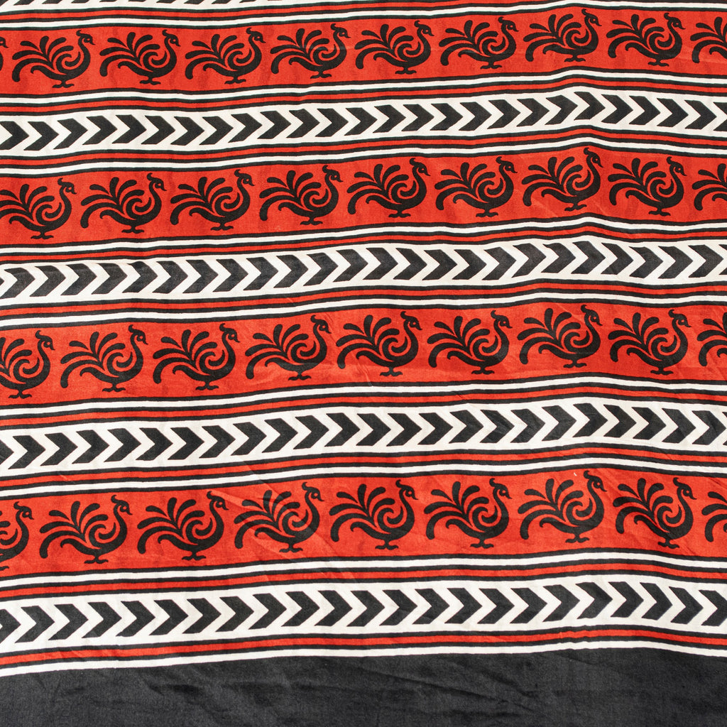 Sanskriti Vintage White-Red Sari Soft Pure Silk Leheria-Digital Print Saree 5.5Y