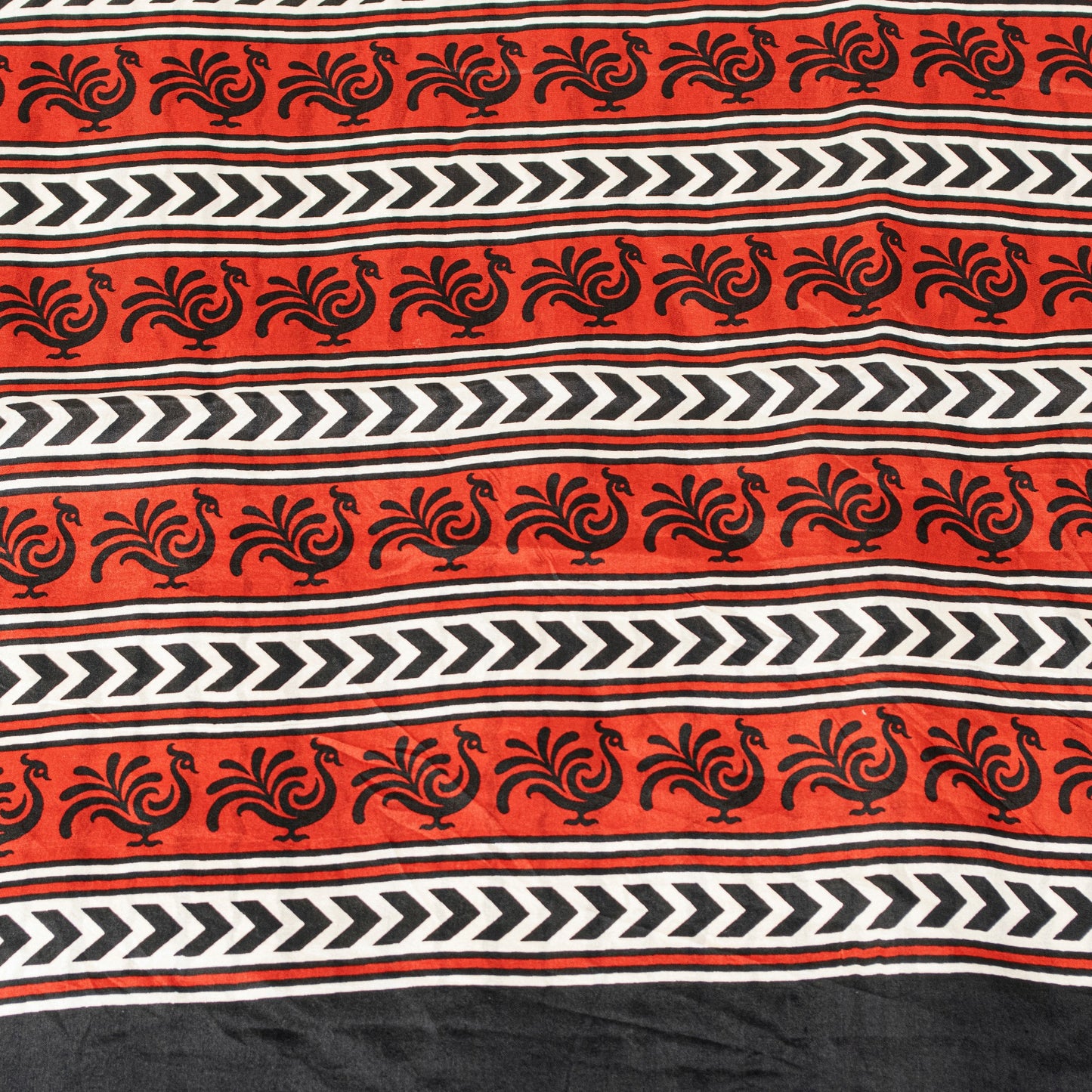 Sanskriti Vintage White-Red Sari Soft Pure Silk Leheria-Digital Print Saree 5.5Y