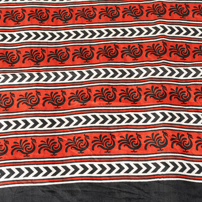 Sanskriti Vintage White-Red Sari Soft Pure Silk Leheria-Digital Print Saree 5.5Y