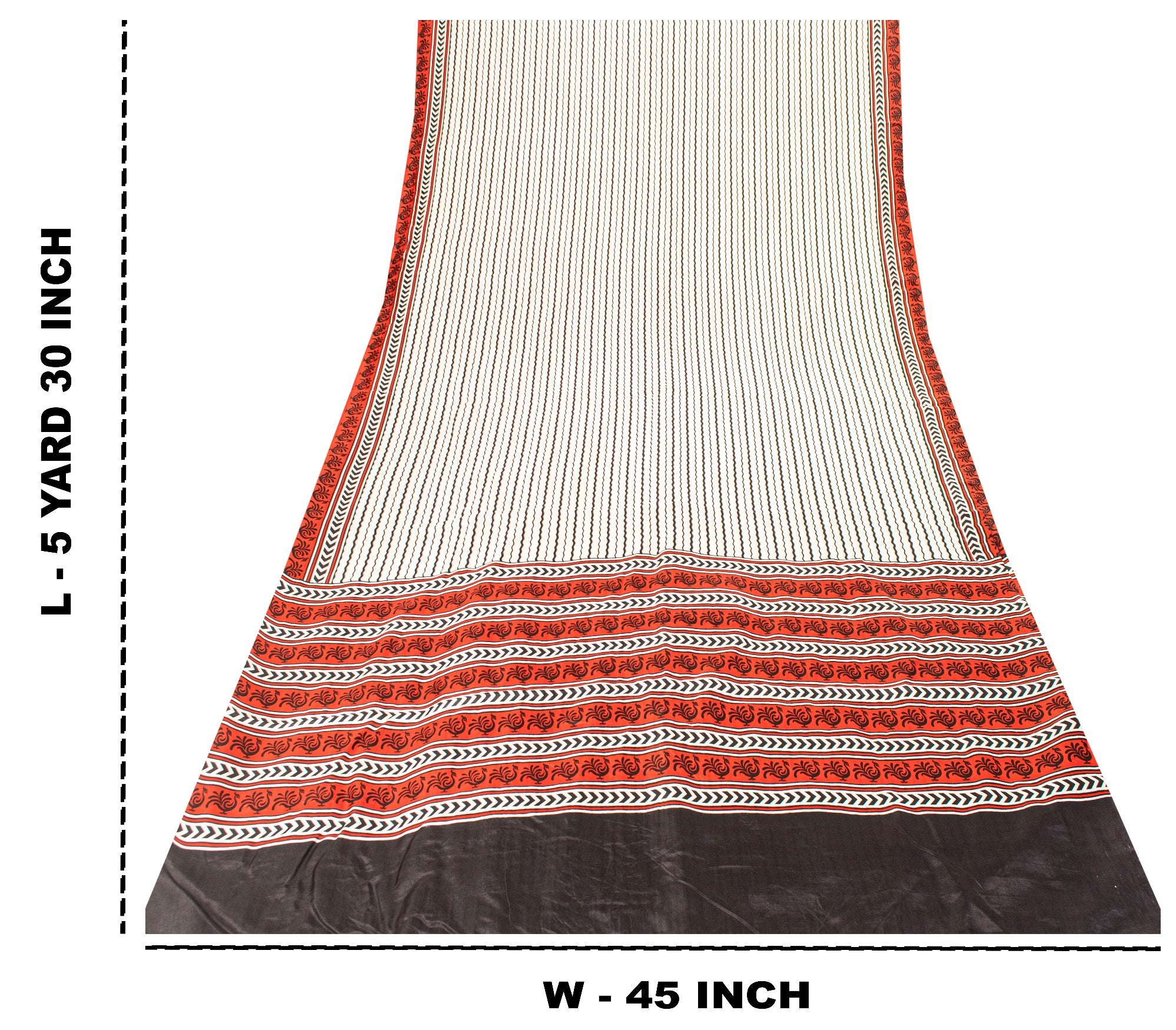 Sanskriti Vintage White-Red Sari Soft Pure Silk Leheria-Digital Print Saree 5.5Y