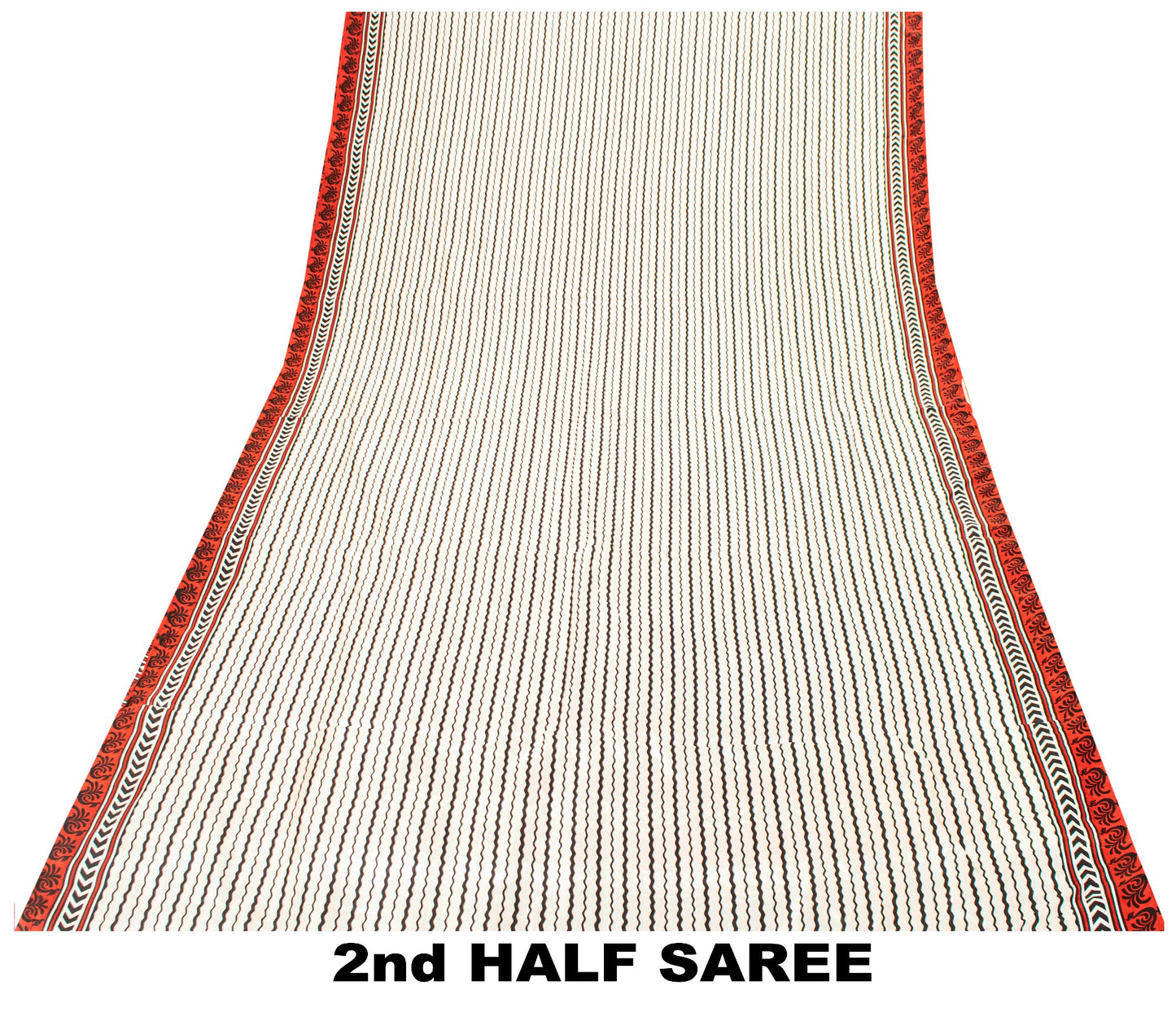 Sanskriti Vintage White-Red Sari Soft Pure Silk Leheria-Digital Print Saree 5.5Y