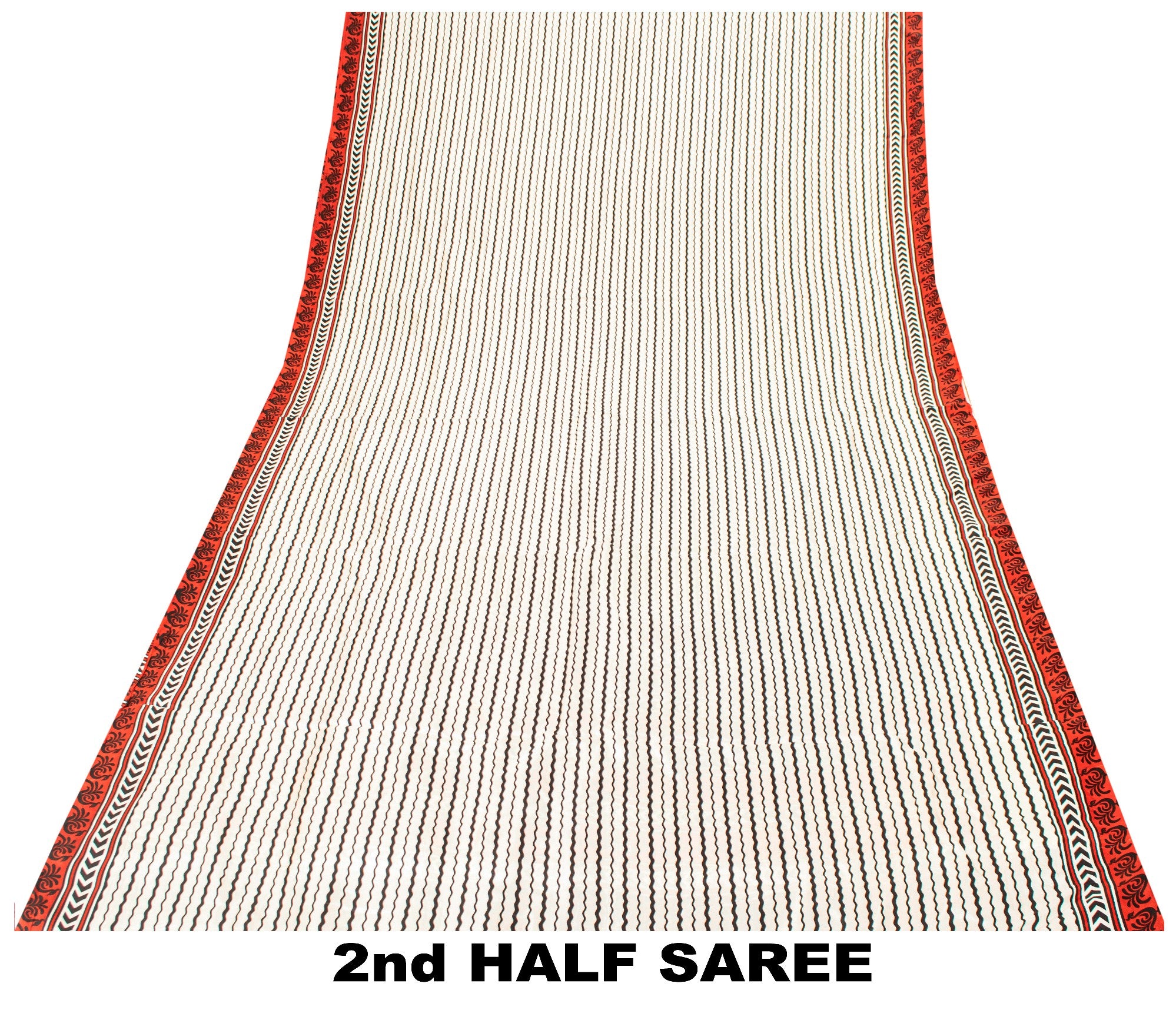 Sanskriti Vintage White-Red Sari Soft Pure Silk Leheria-Digital Print Saree 5.5Y