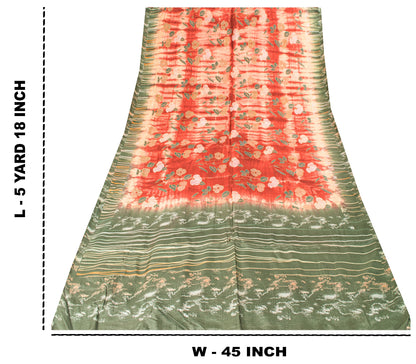 Sanskriti Vintage Sari Pink Soft Pure Silk Tie-Dye & Digital Print Saree 5.5Yard