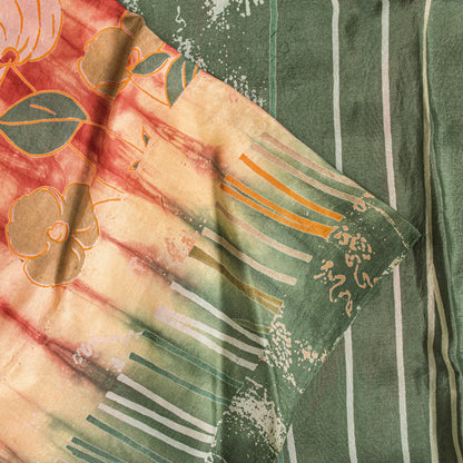 Sanskriti Vintage Sari Pink Soft Pure Silk Tie-Dye & Digital Print Saree 5.5Yard