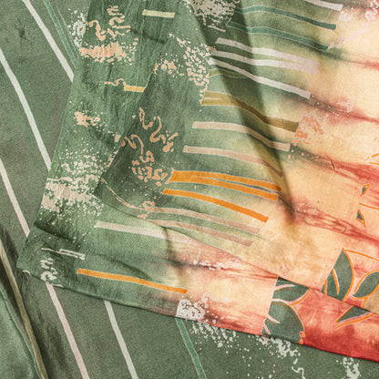 Sanskriti Vintage Sari Pink Soft Pure Silk Tie-Dye & Digital Print Saree 5.5Yard