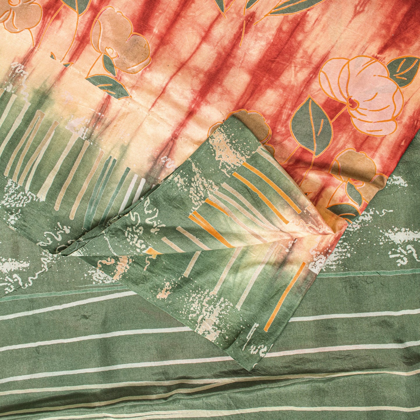 Sanskriti Vintage Sari Pink Soft Pure Silk Tie-Dye & Digital Print Saree 5.5Yard