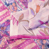 Sanskriti Vintage Sari Soft Pink Pure Chiffon Botonical Digital Print Saree 5.5Y