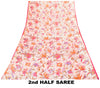 Sanskriti Vintage Sari Soft Pink Pure Chiffon Botonical Digital Print Saree 5.5Y