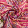 Sanskriti Vintage Sari Soft Pink Pure Chiffon Botonical Digital Print Saree 5.5Y