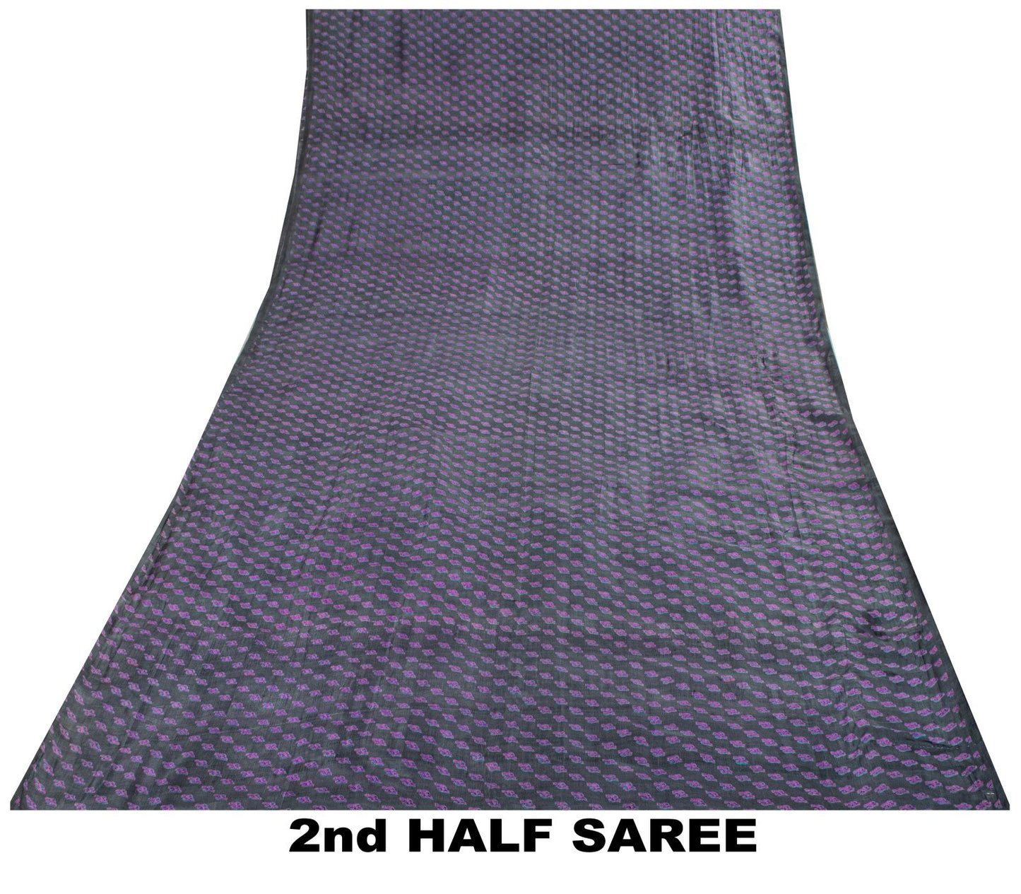 Sanskriti Vintage Saree Gray-Purple Pure Silk Floral Printed Sari 5.5+Yd Fabric