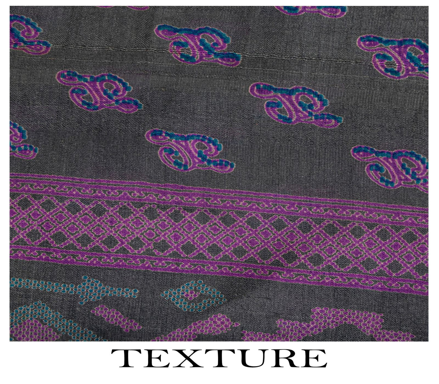 Sanskriti Vintage Saree Gray-Purple Pure Silk Floral Printed Sari 5.5+Yd Fabric