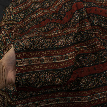 Sanskriti Vintage Brown Pure Silk Saree Paisley Printed Craft Fabric Sari 6+Yard