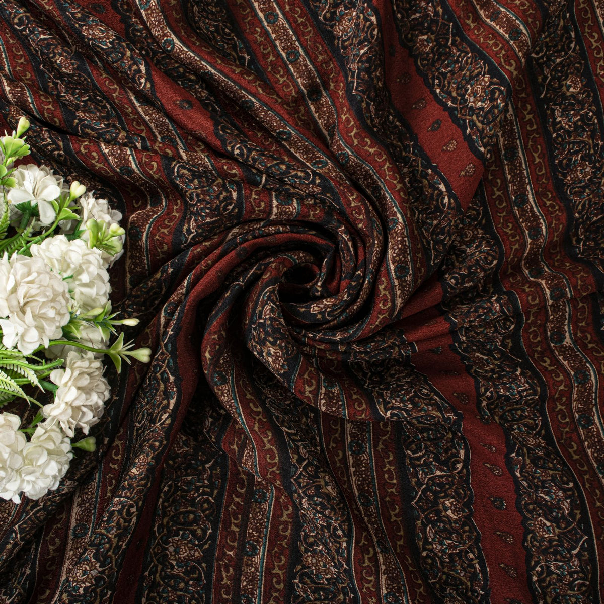 Sanskriti Vintage Brown Pure Silk Saree Paisley Printed Craft Fabric Sari 6+Yard