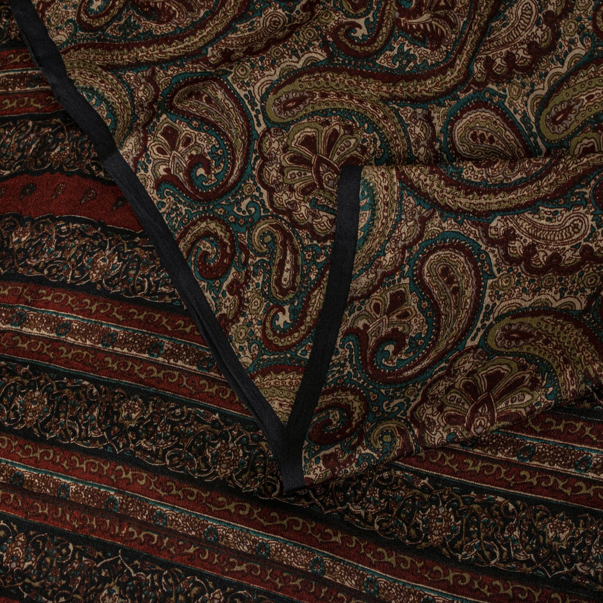 Sanskriti Vintage Brown Pure Silk Saree Paisley Printed Craft Fabric Sari 6+Yard