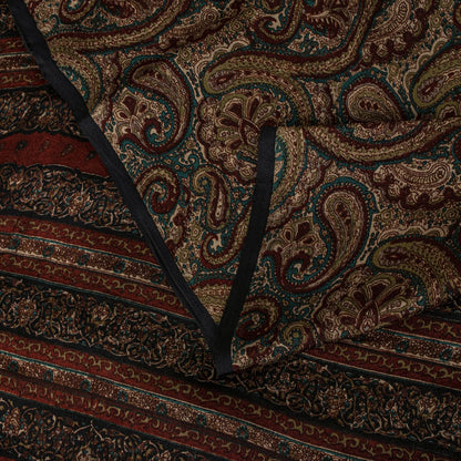 Sanskriti Vintage Brown Pure Silk Saree Paisley Printed Craft Fabric Sari 6+Yard
