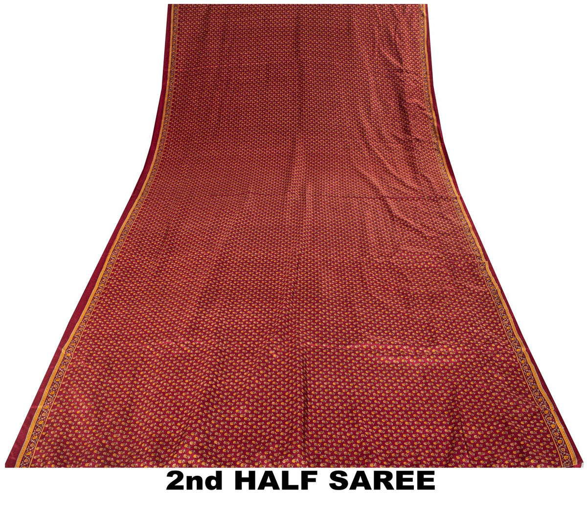 Sanskriti Vintage Maroon Pure Silk Saree Floral Printed Craft Fabric Sari 6 Yard