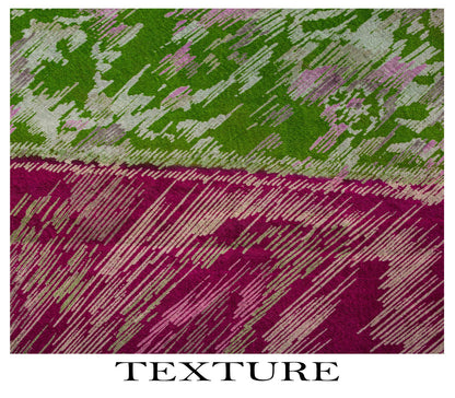 Sanskriti Vintage Green Pure Silk Saree Abstract Paisley Print Craft Fabric 6 Yd