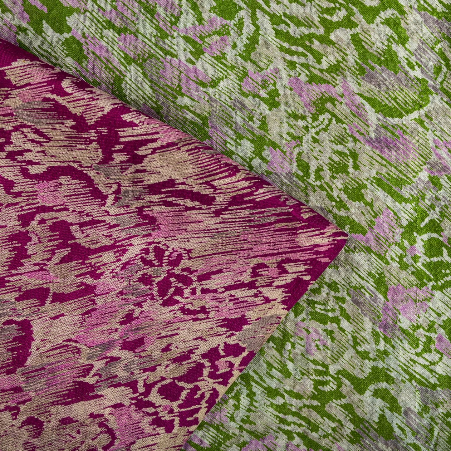 Sanskriti Vintage Green Pure Silk Saree Abstract Paisley Print Craft Fabric 6 Yd