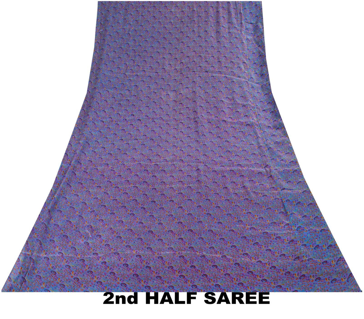 Sanskriti Vintage Purple Pure Silk Saree Paisley Print Craft Fabric 6.5Yard Sari