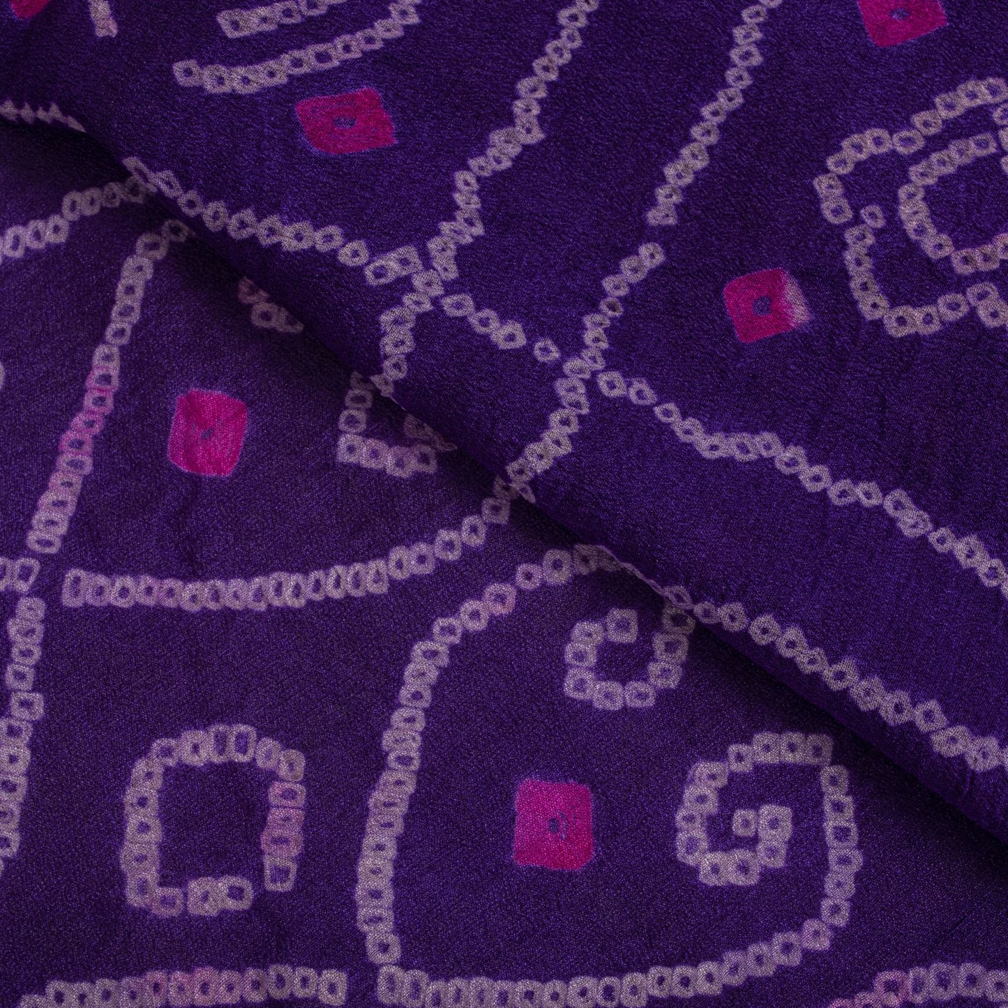 Sanskriti Vintage Purple Pure Silk Saree Bandhani Print Sari Fabric 5+Yard Craft