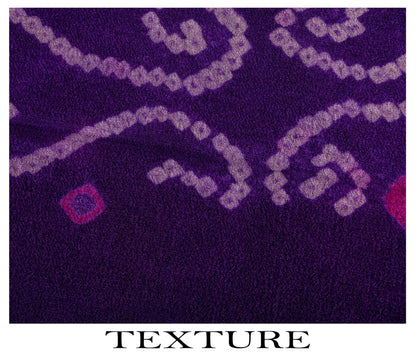 Sanskriti Vintage Purple Pure Silk Saree Bandhani Print Sari Fabric 5+Yard Craft