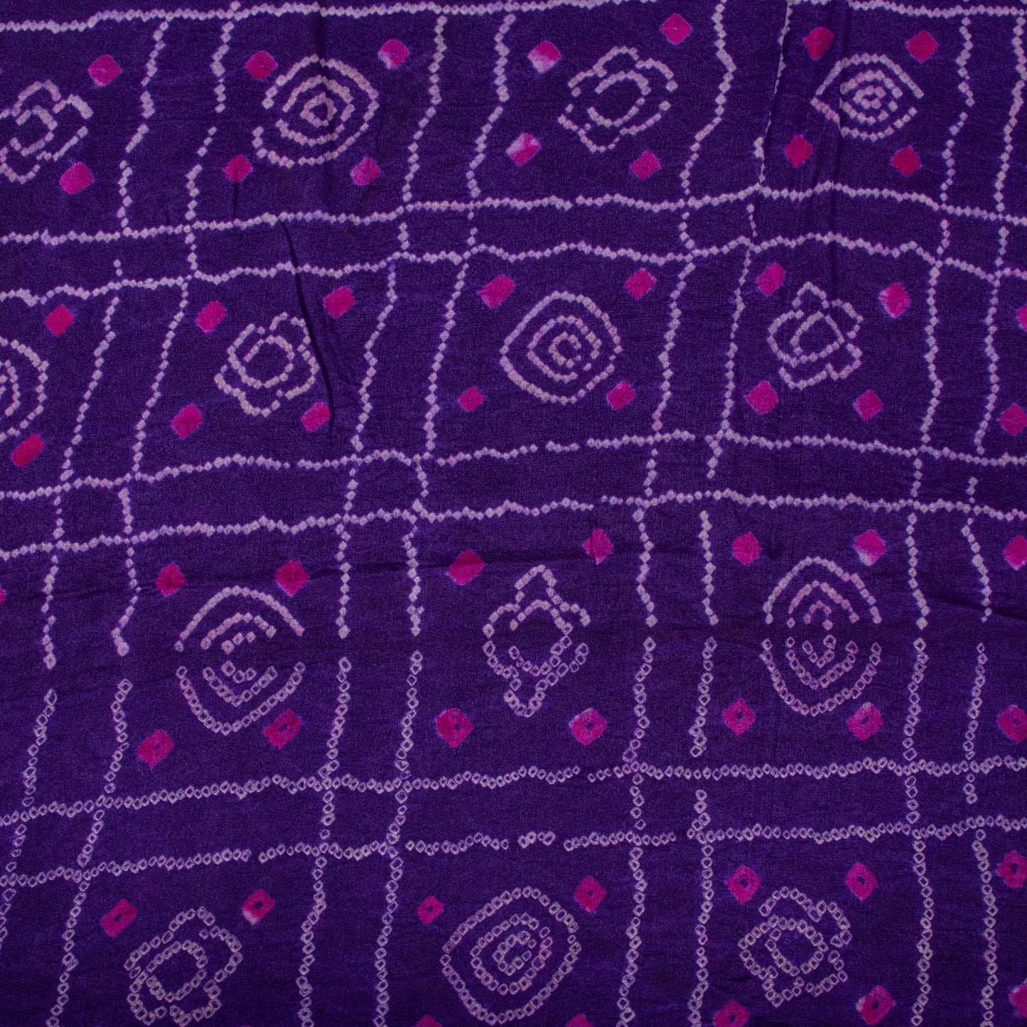 Sanskriti Vintage Purple Pure Silk Saree Bandhani Print Sari Fabric 5+Yard Craft