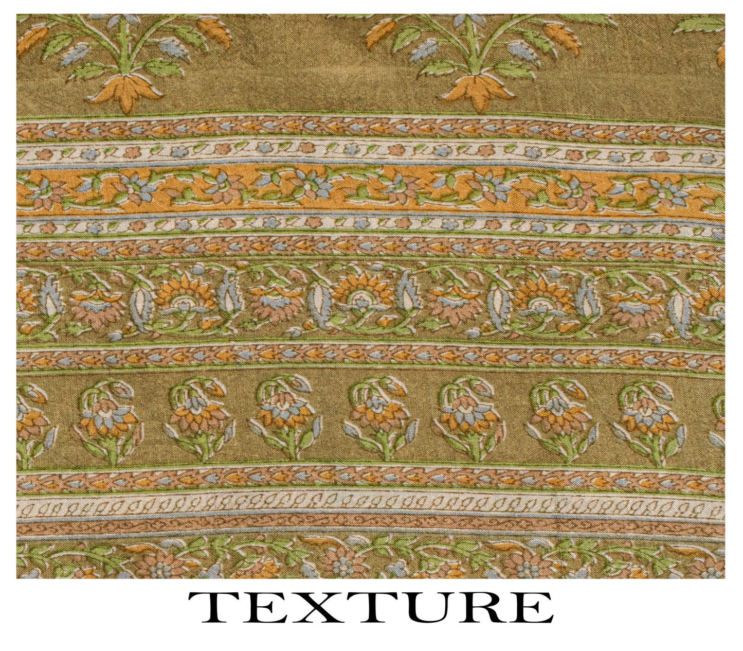 Sanskriti Vintage Green Pure Silk Saree Floral Paisley Print Sari 6+Yard Fabric