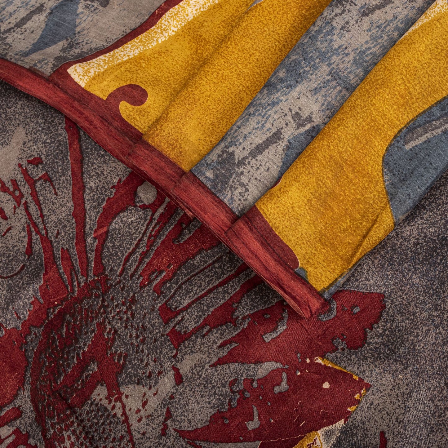 Sanskriti Vintage Saree Maroon Soft Pure Silk Abstract Print Sari 5.5+Yd Fabric
