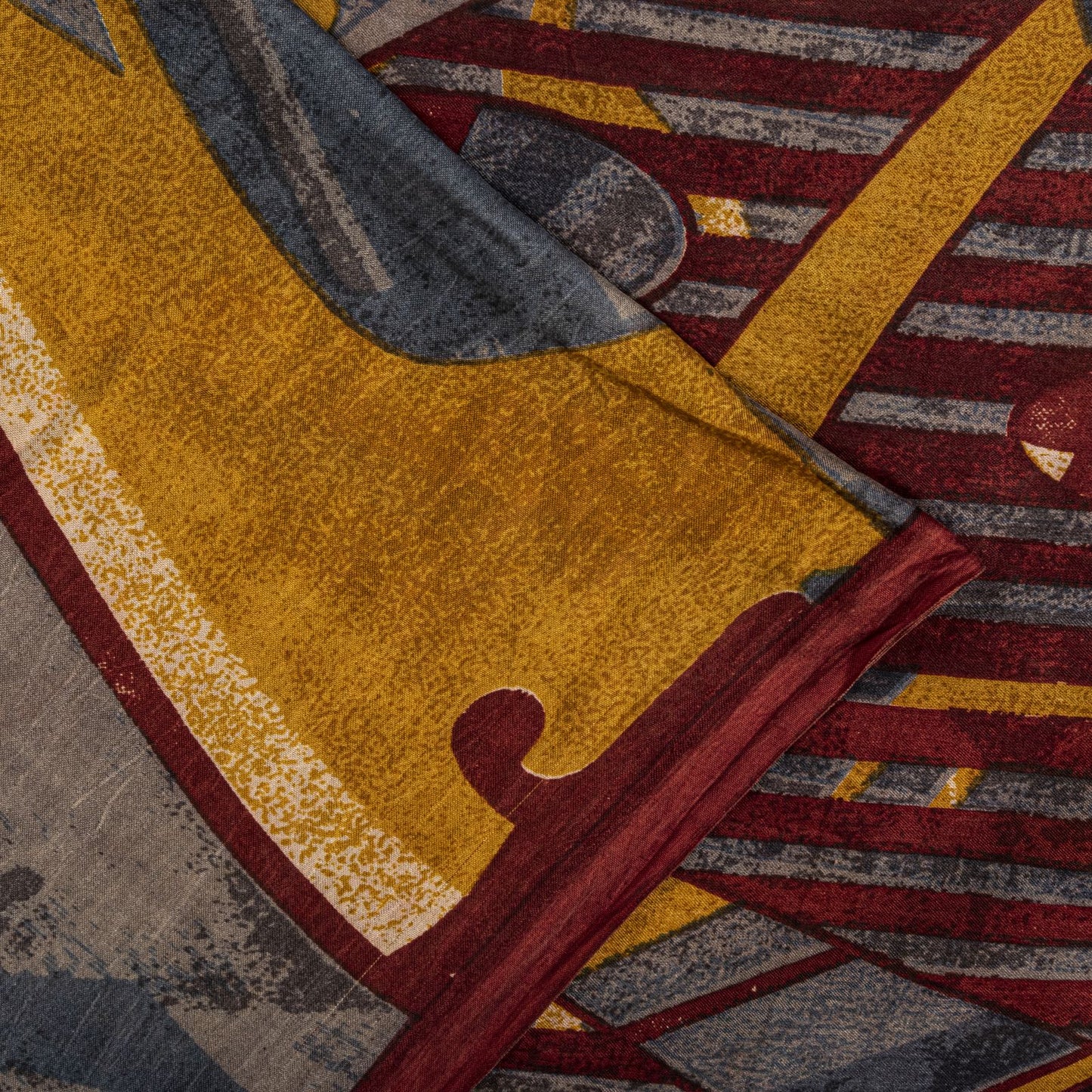 Sanskriti Vintage Saree Maroon Soft Pure Silk Abstract Print Sari 5.5+Yd Fabric