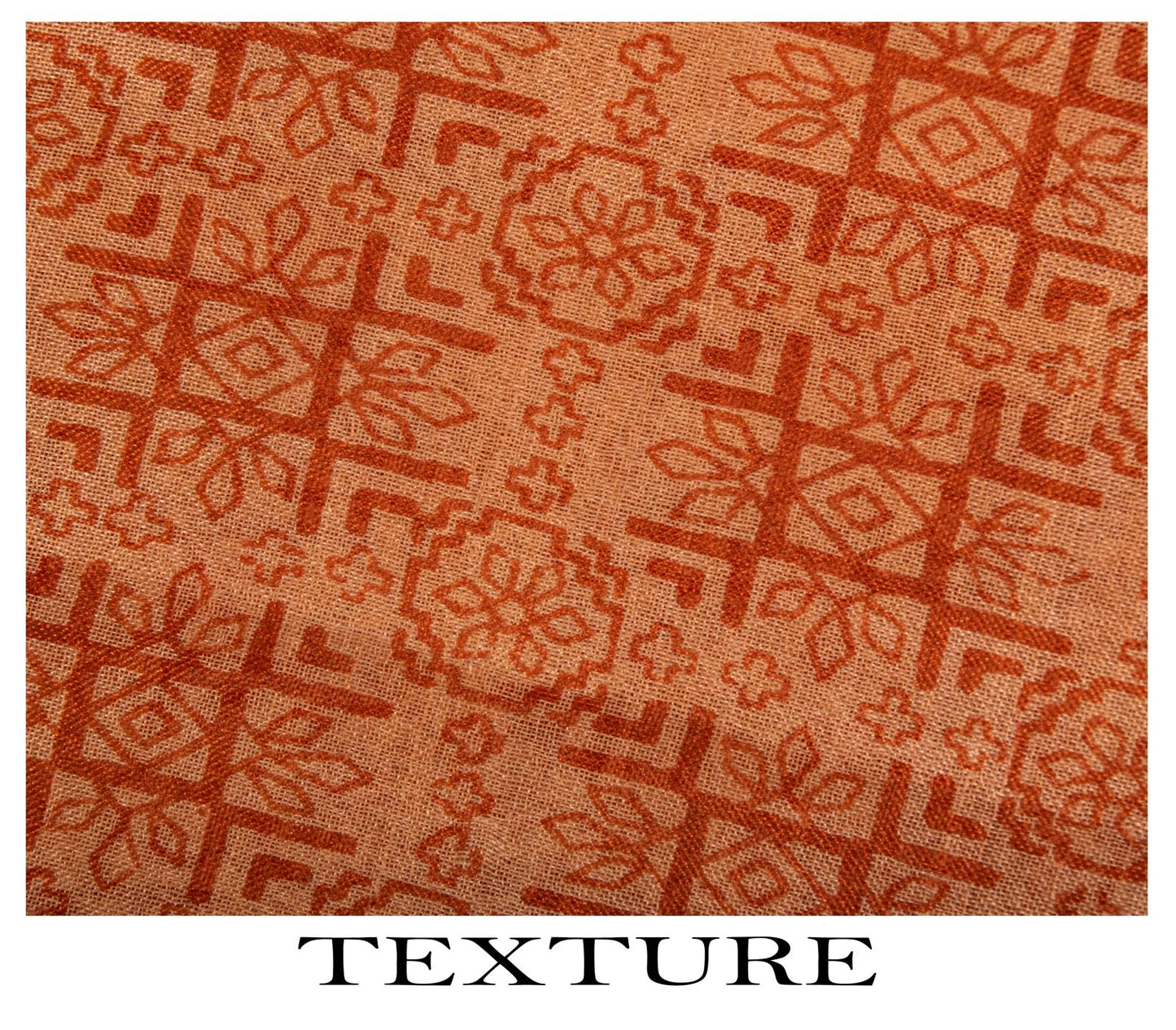 Sanskriti Vintage Saree Peach Pure Silk Floral Geometric Print Sari 5.5Yd Fabric