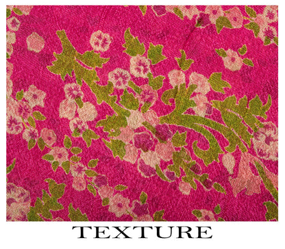 Sanskriti Vintage Saree Pink Soft 100% Pure Silk Floral Print Sari 5.5+Yd Fabric