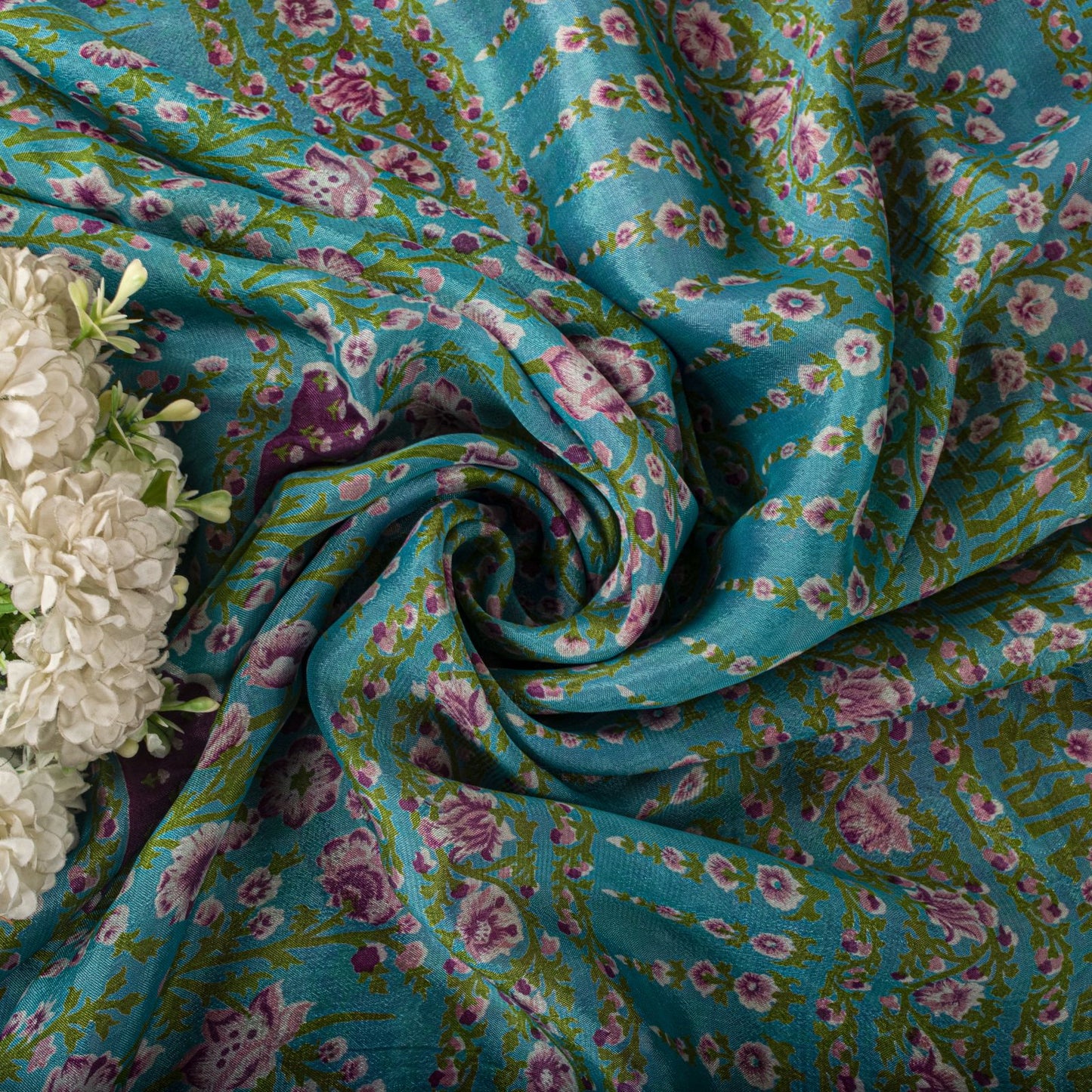 Sanskriti Vintage Saree Pink Soft 100% Pure Silk Floral Print Sari 5.5+Yd Fabric