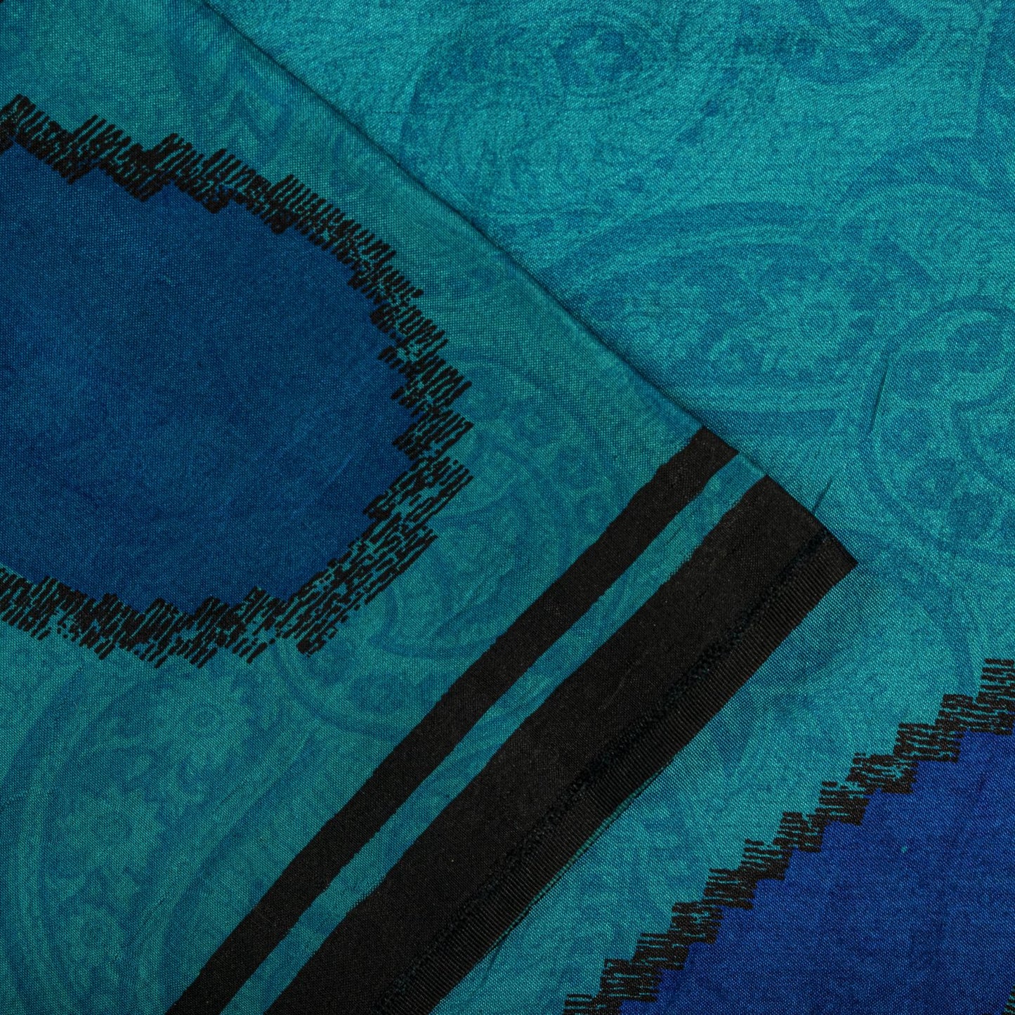 Sanskriti Vintage Blue Pure Silk Saree Paisley Printed Craft Fabric Sari 6+Yard