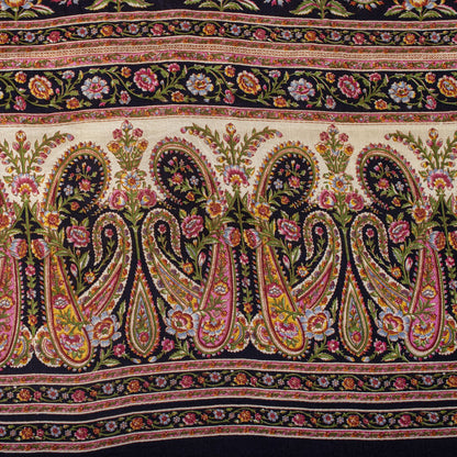 Sanskriti Vintage Ivory Pure Silk Saree Floral Paisley Print Craft Fabric 6+Yard