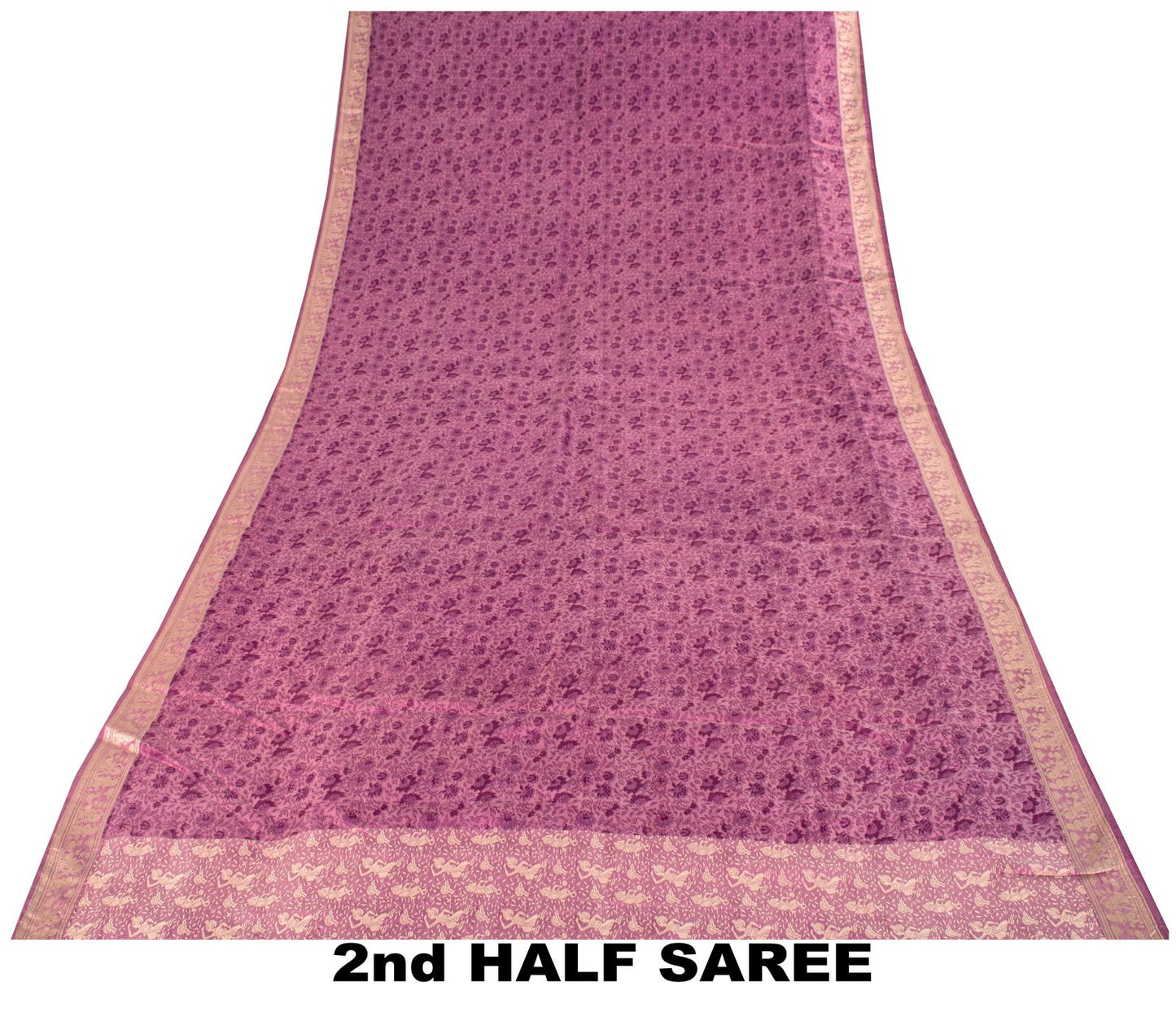 Sanskriti Vintage Purple Pure Silk Saree Woven Floral Baluchari Sari 5.5 Yard
