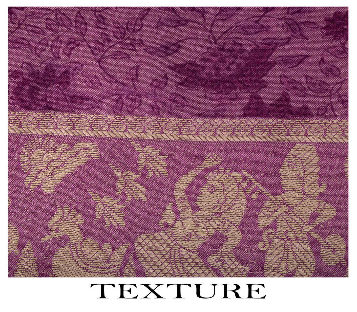 Sanskriti Vintage Purple Pure Silk Saree Woven Floral Baluchari Sari 5.5 Yard