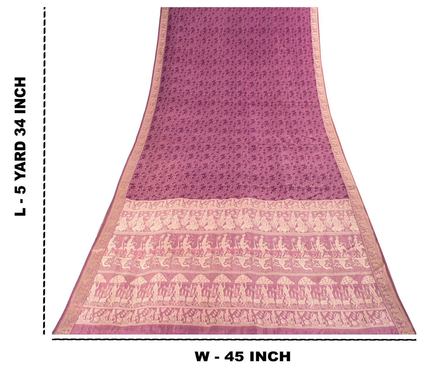 Sanskriti Vintage Purple Pure Silk Saree Woven Floral Baluchari Sari 5.5 Yard
