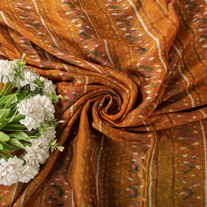 Sanskriti Vintage Saree Black Soft Pure Silk Floral Printed Sari 5.5+Yd Fabric